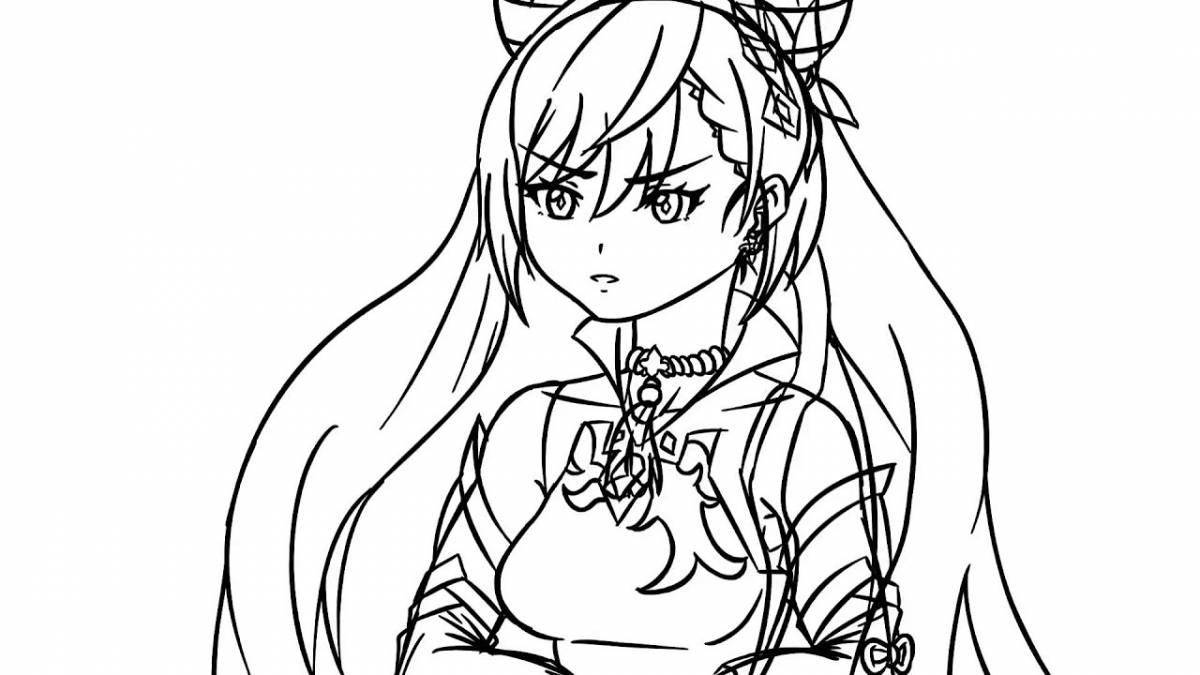 Playful yae miko coloring page