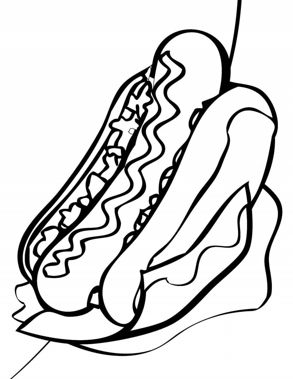 Spicy hot dog coloring page