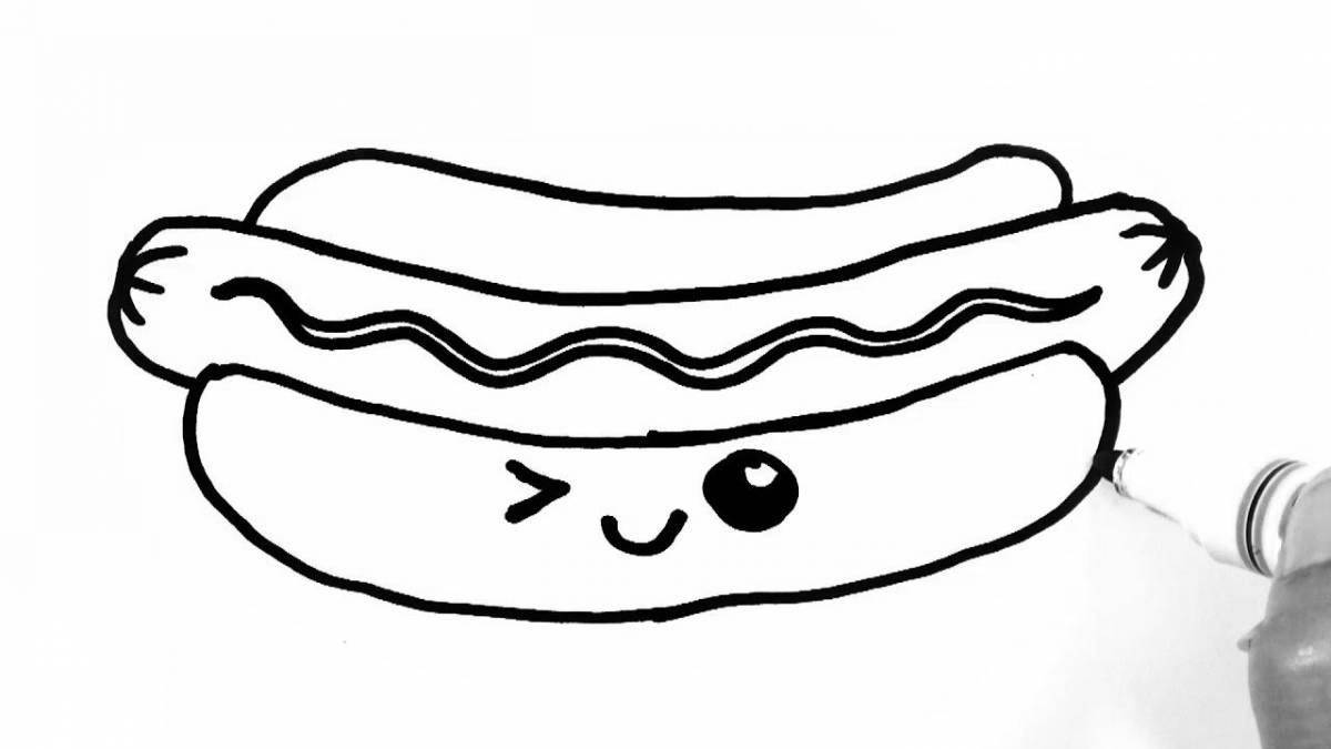 Fragrant hot dog coloring page
