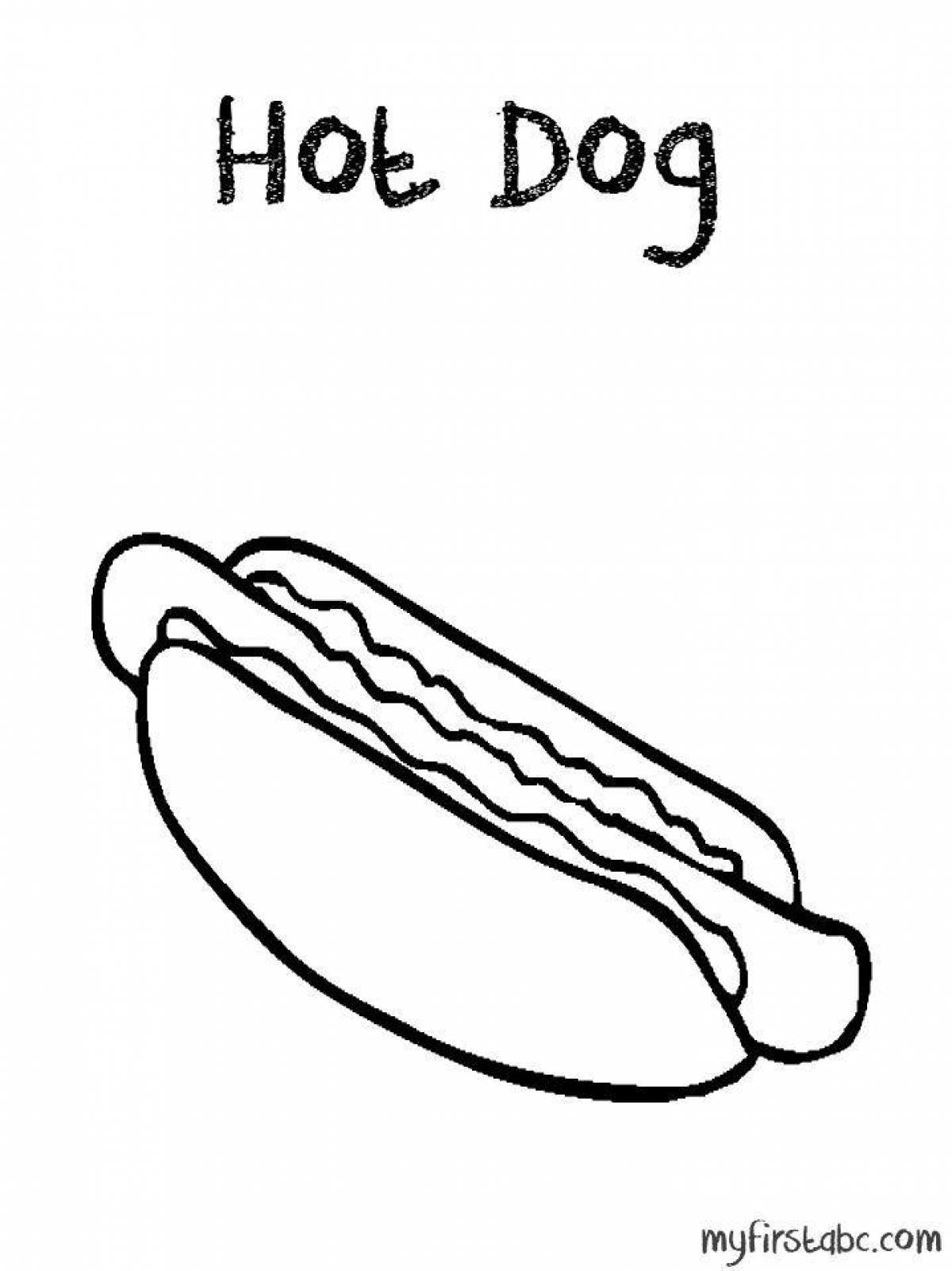 Adorable hot dog coloring page