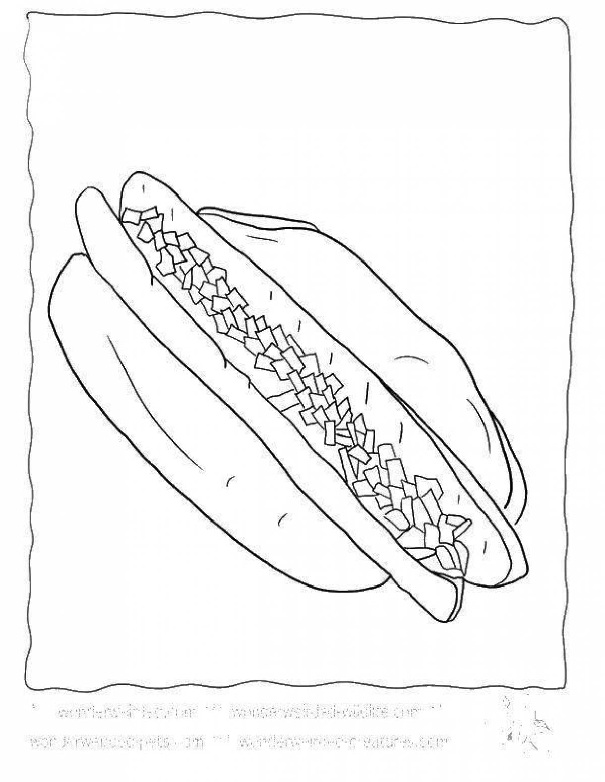 Coloring cute hot dog