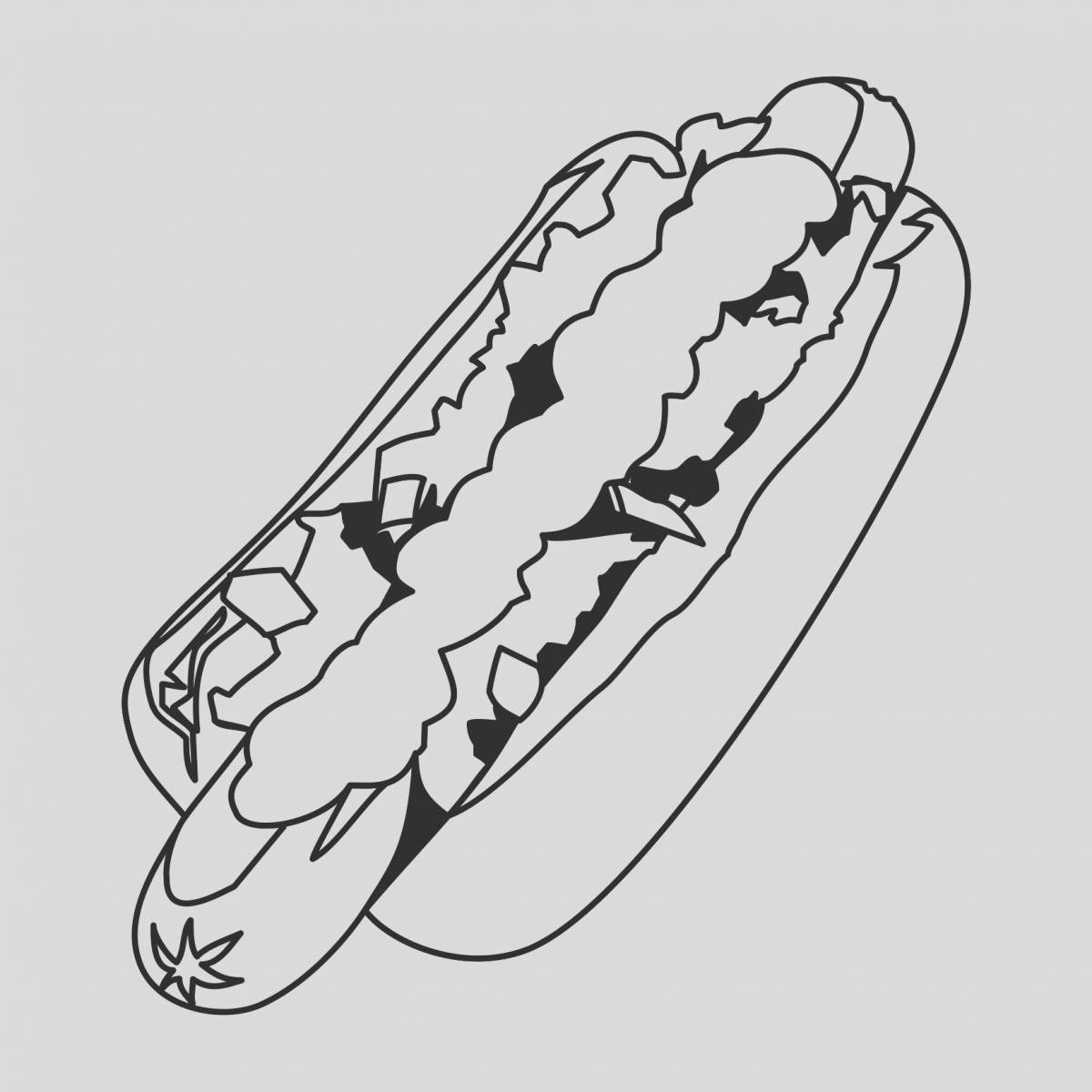 Fabulous hot dog coloring page