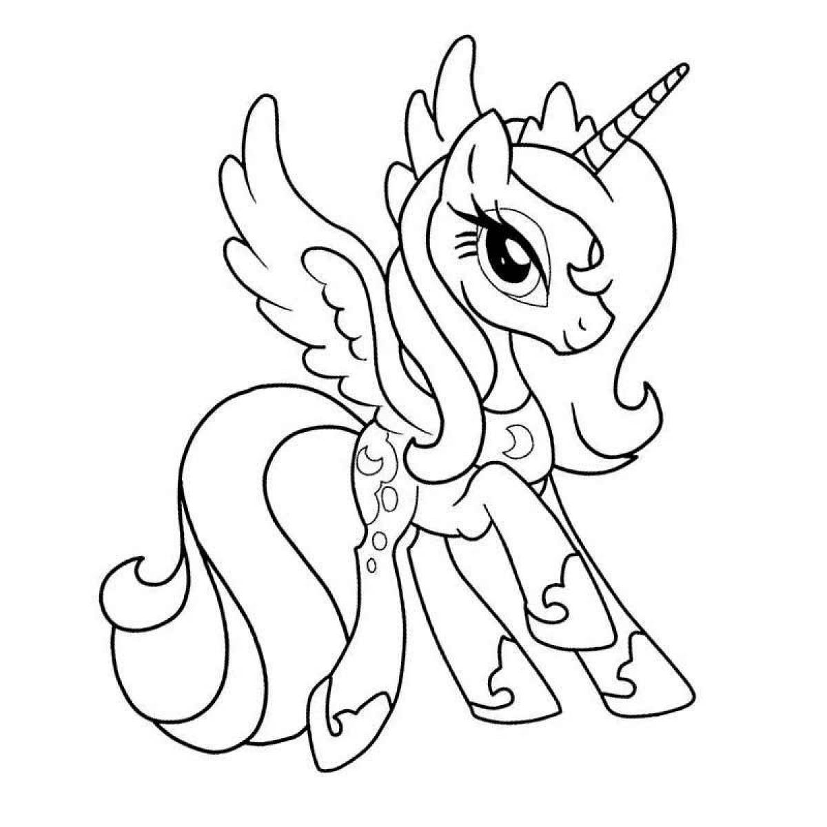 Charming moon pony coloring book