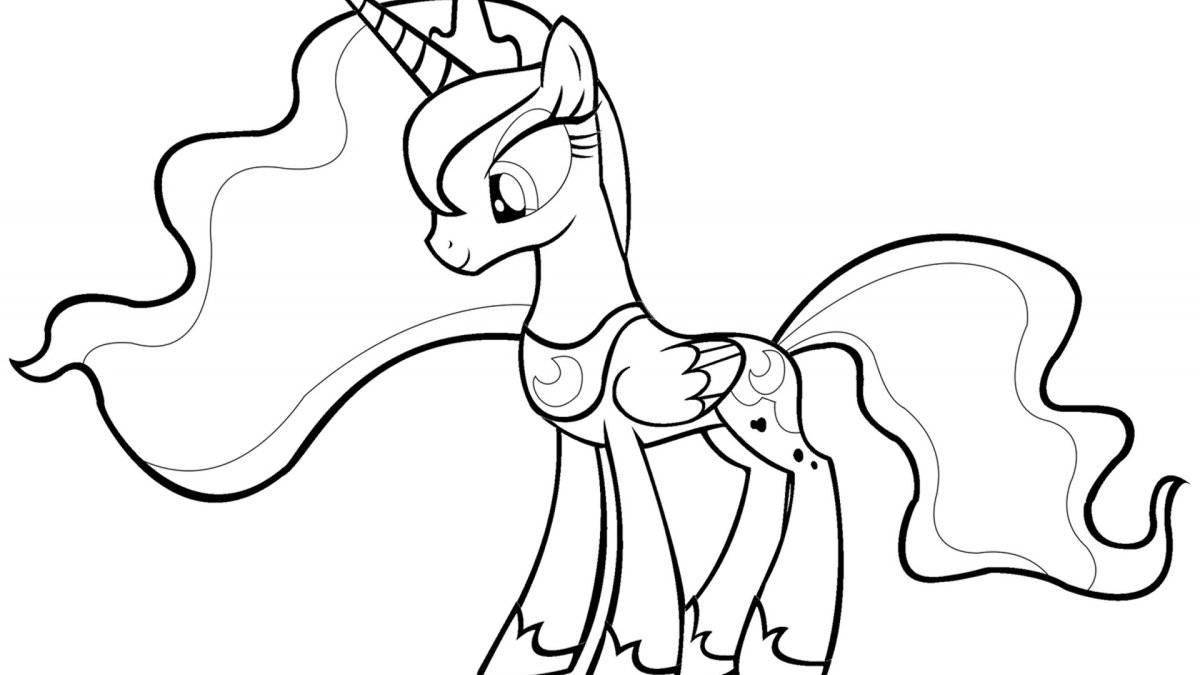 Colorful moon pony coloring book