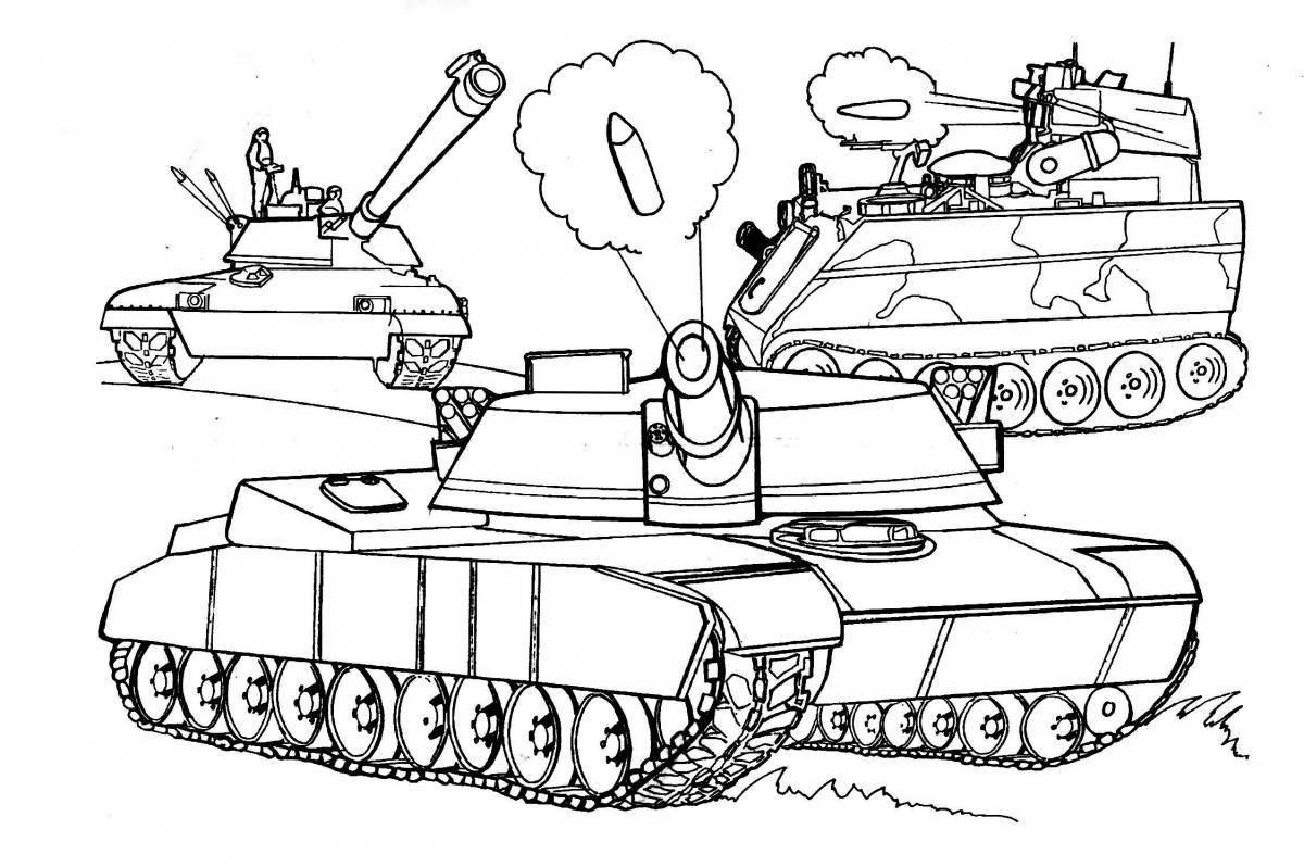 Привлекательная раскраска военного танка