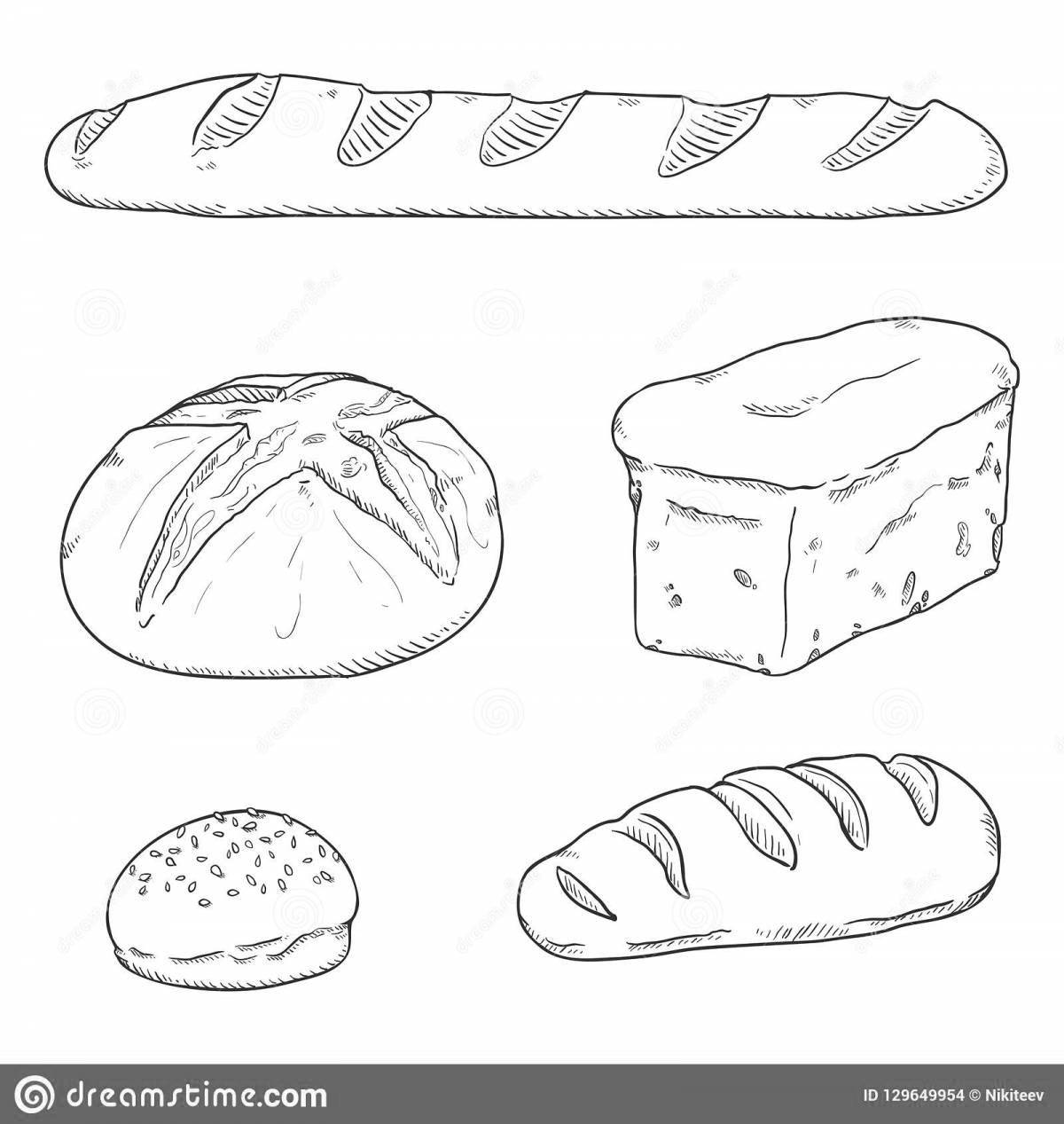 Tempting bread coloring page for kids