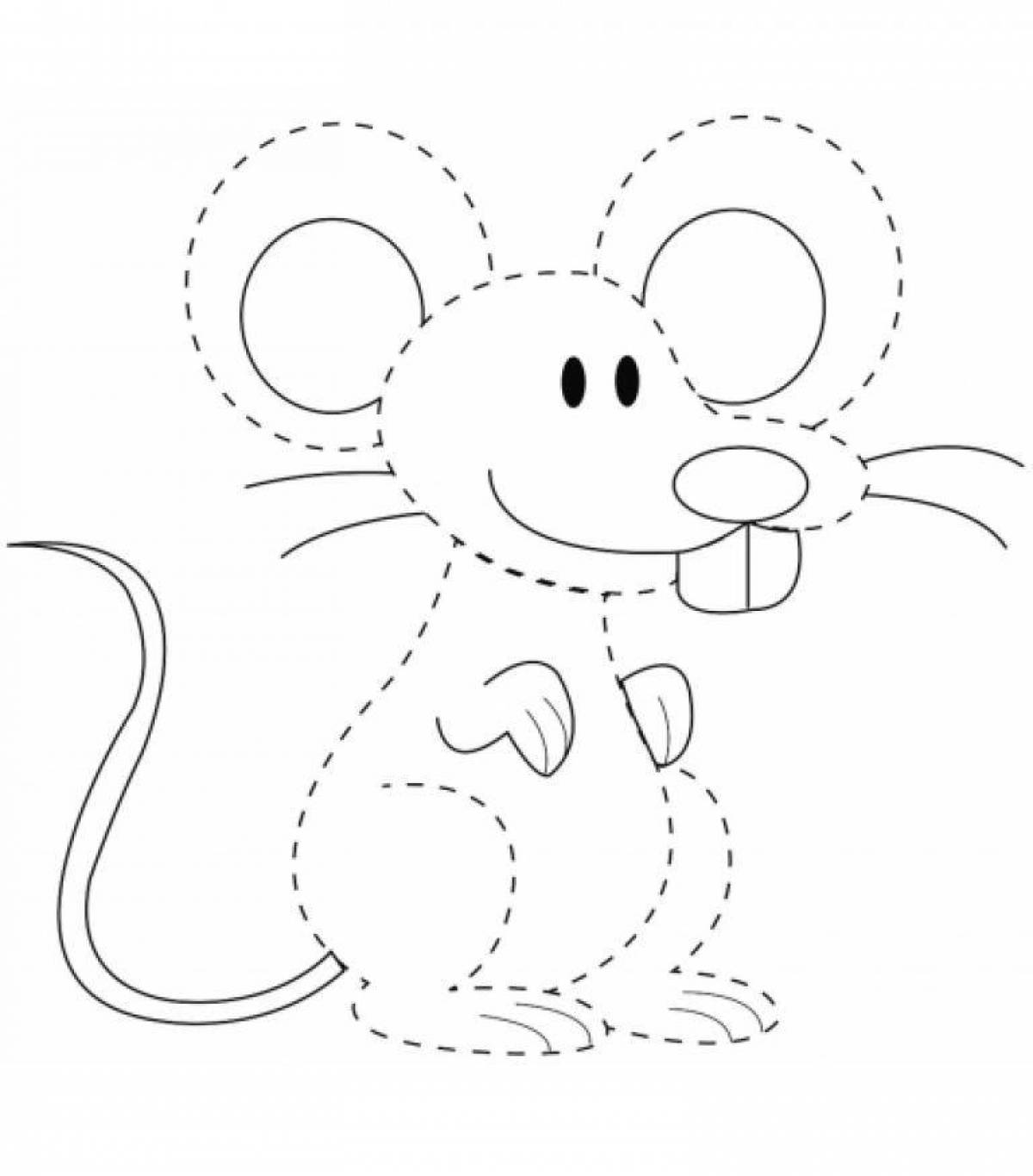 Радостная мышь-раскраска для детей