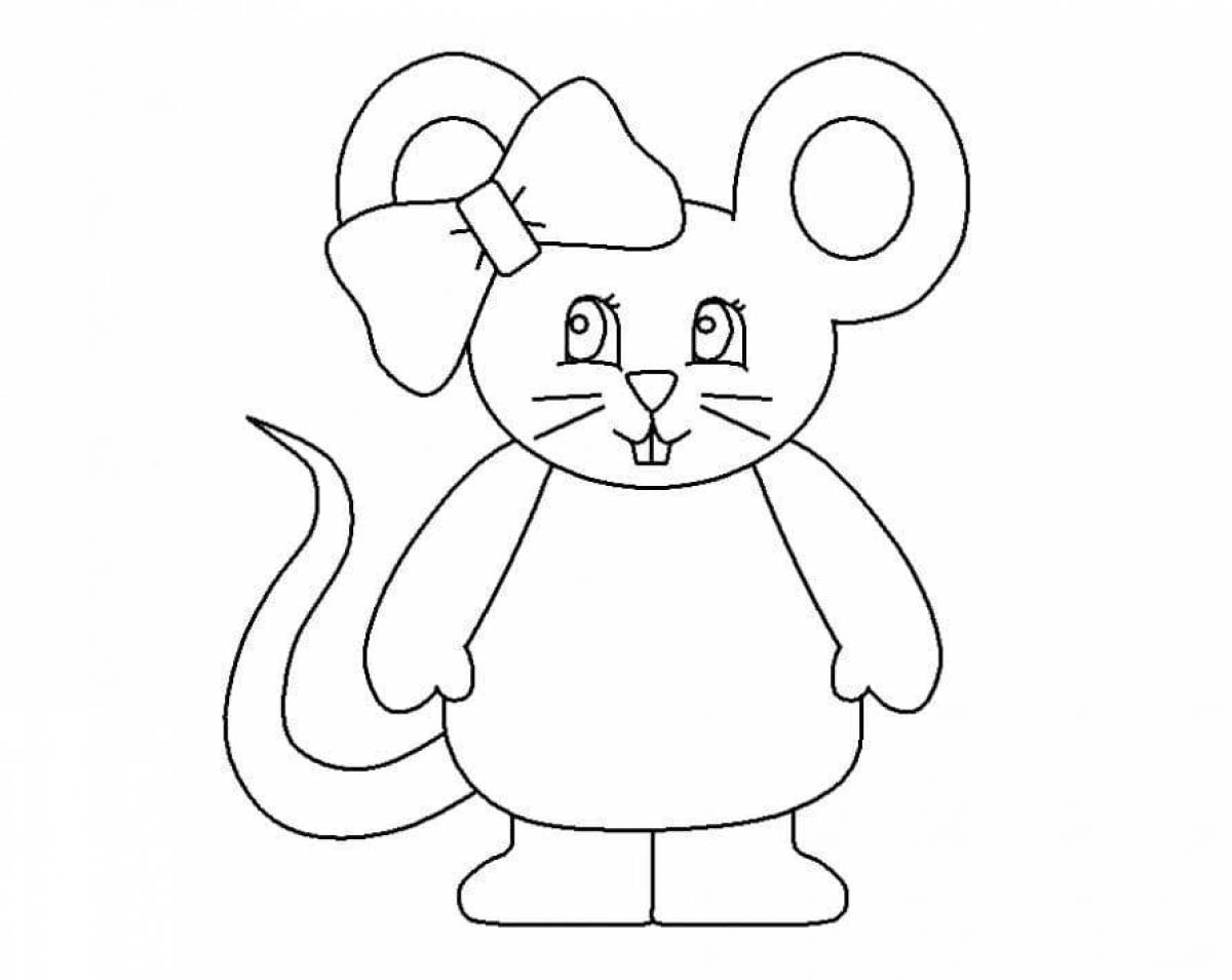 Яркая мышь-раскраска для детей