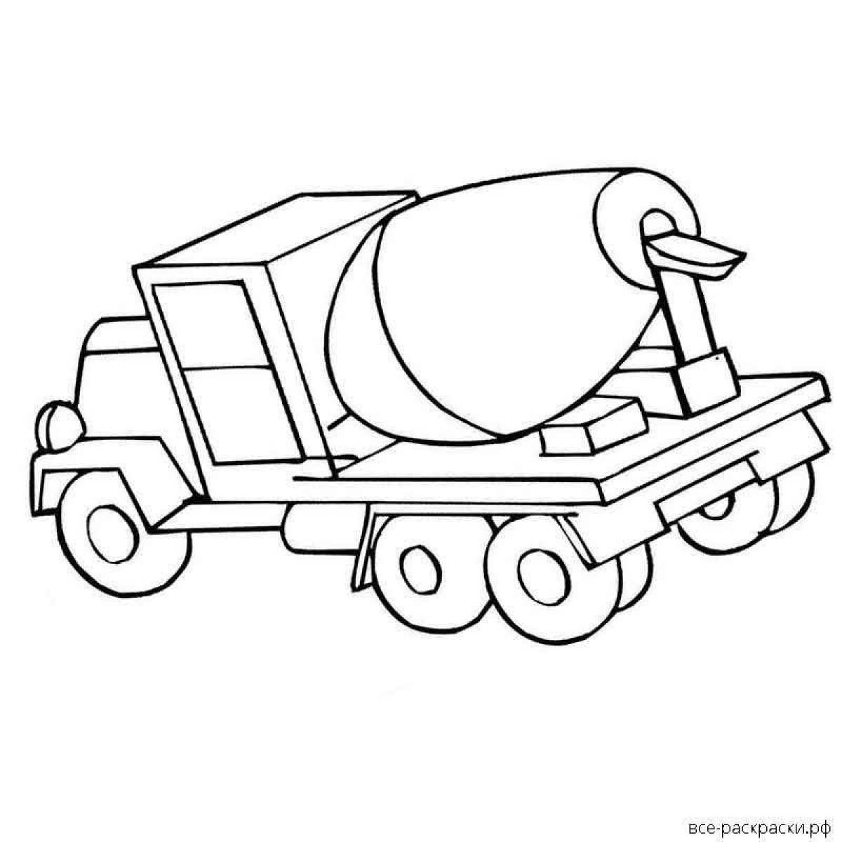 Glowing concrete mixer coloring page