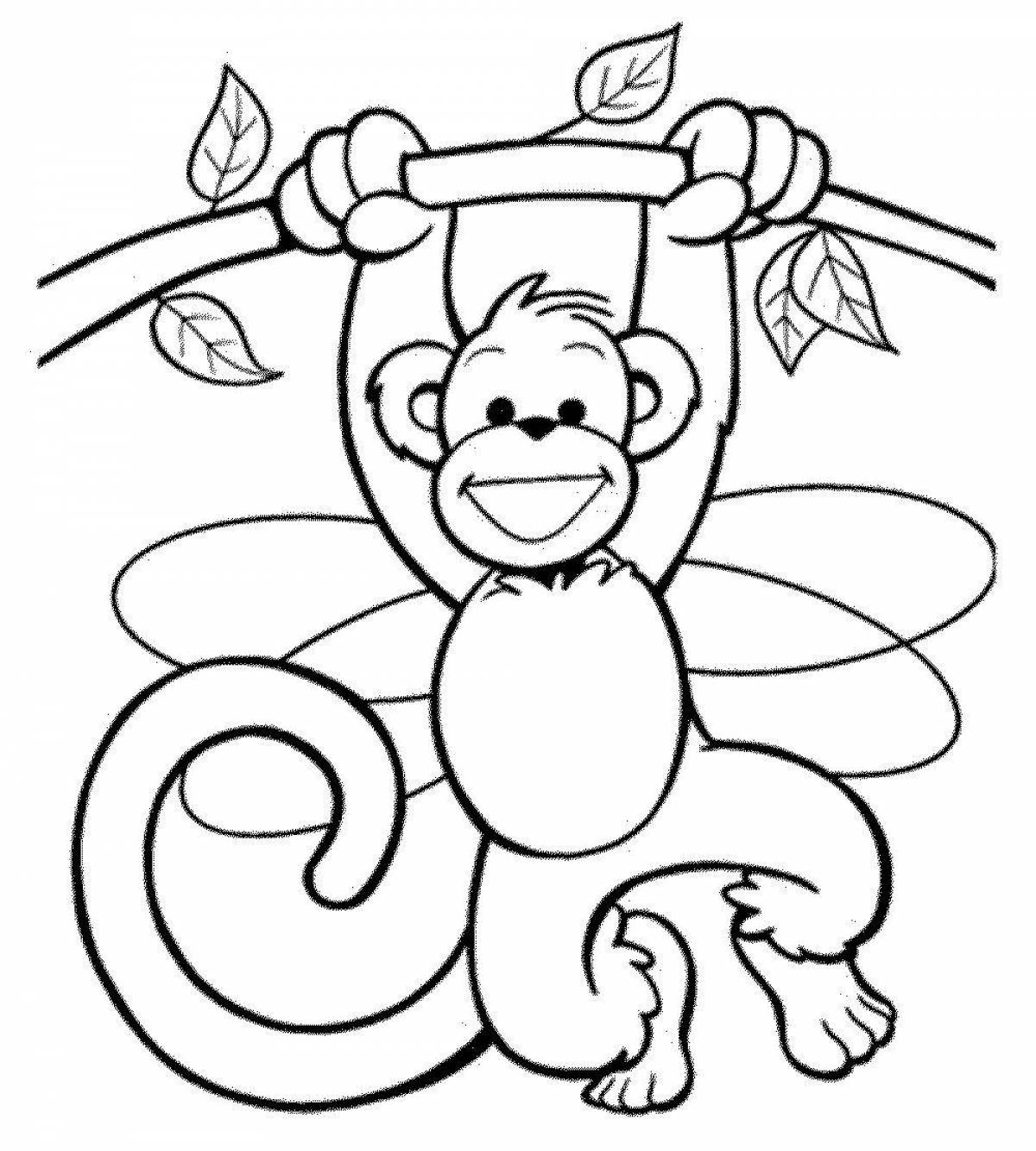 Playful monkey coloring book for kids