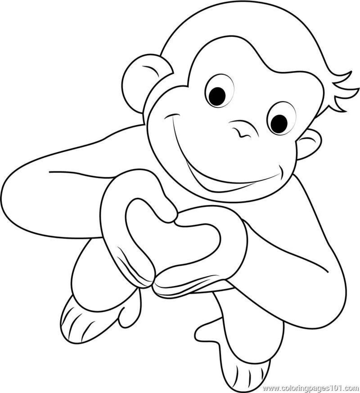 Милая раскраска обезьяна для детей
