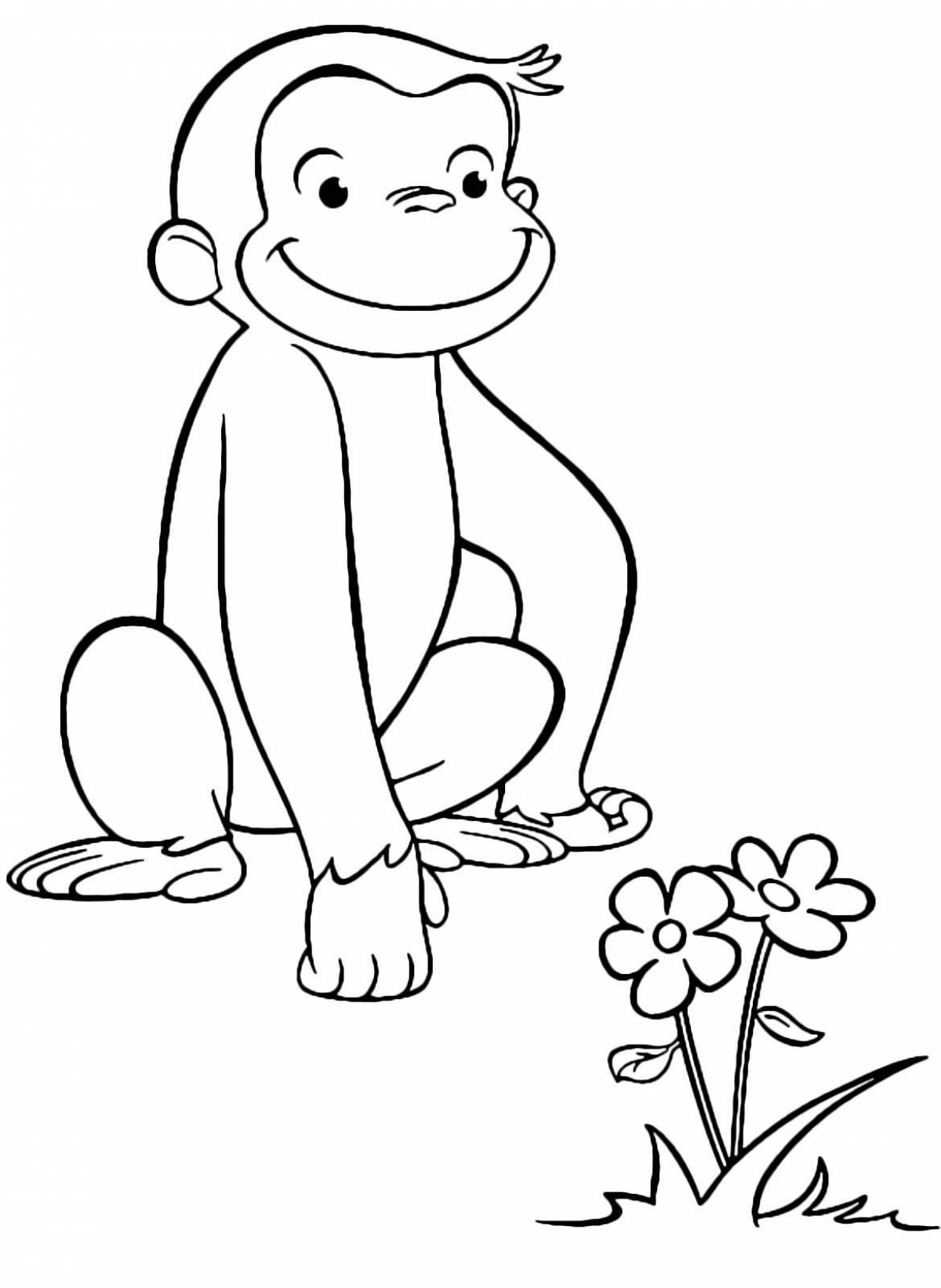 Живая раскраска обезьяна для детей