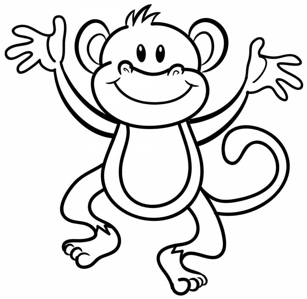 Развлекательная раскраска обезьяна для детей