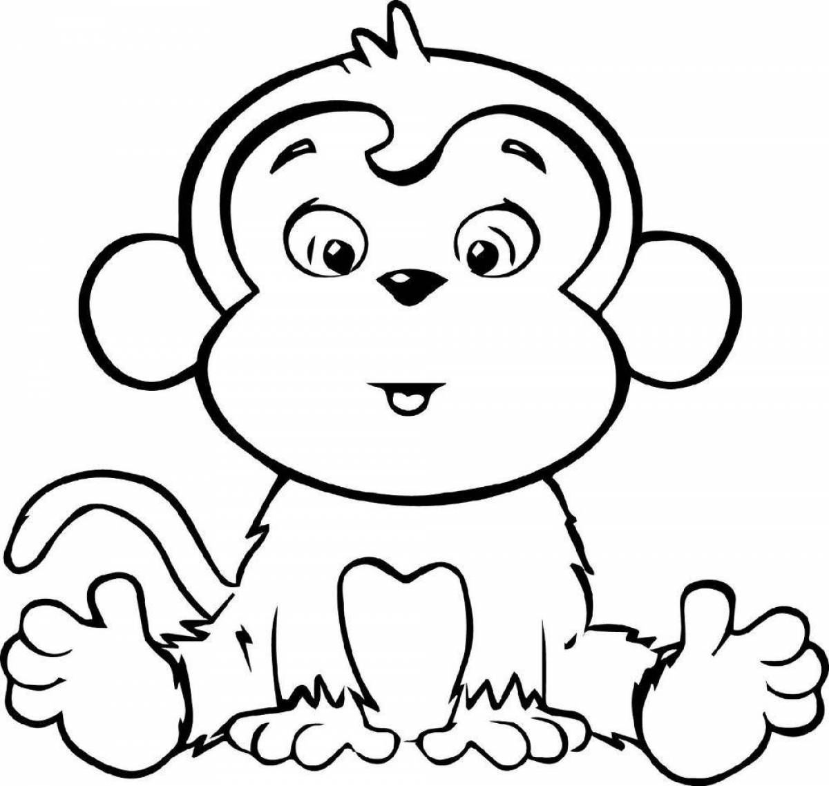 Яркая раскраска обезьянка для детей