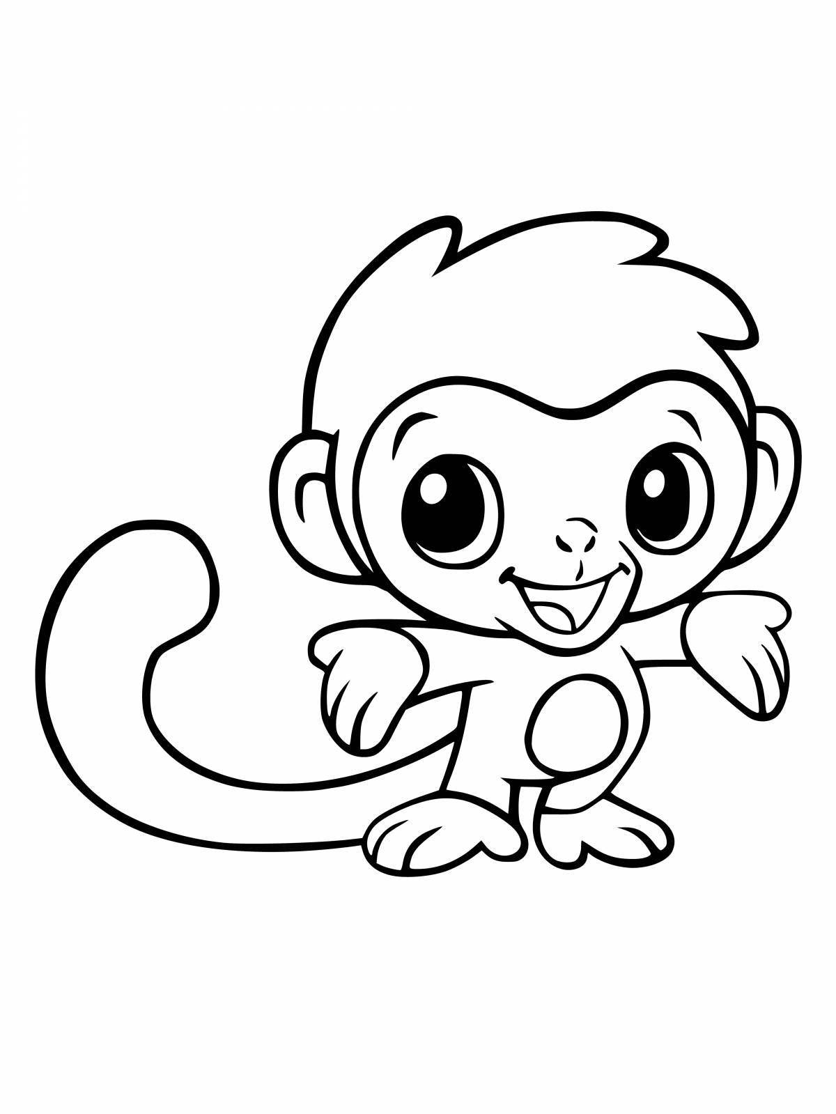 Анимированная раскраска обезьяна для детей