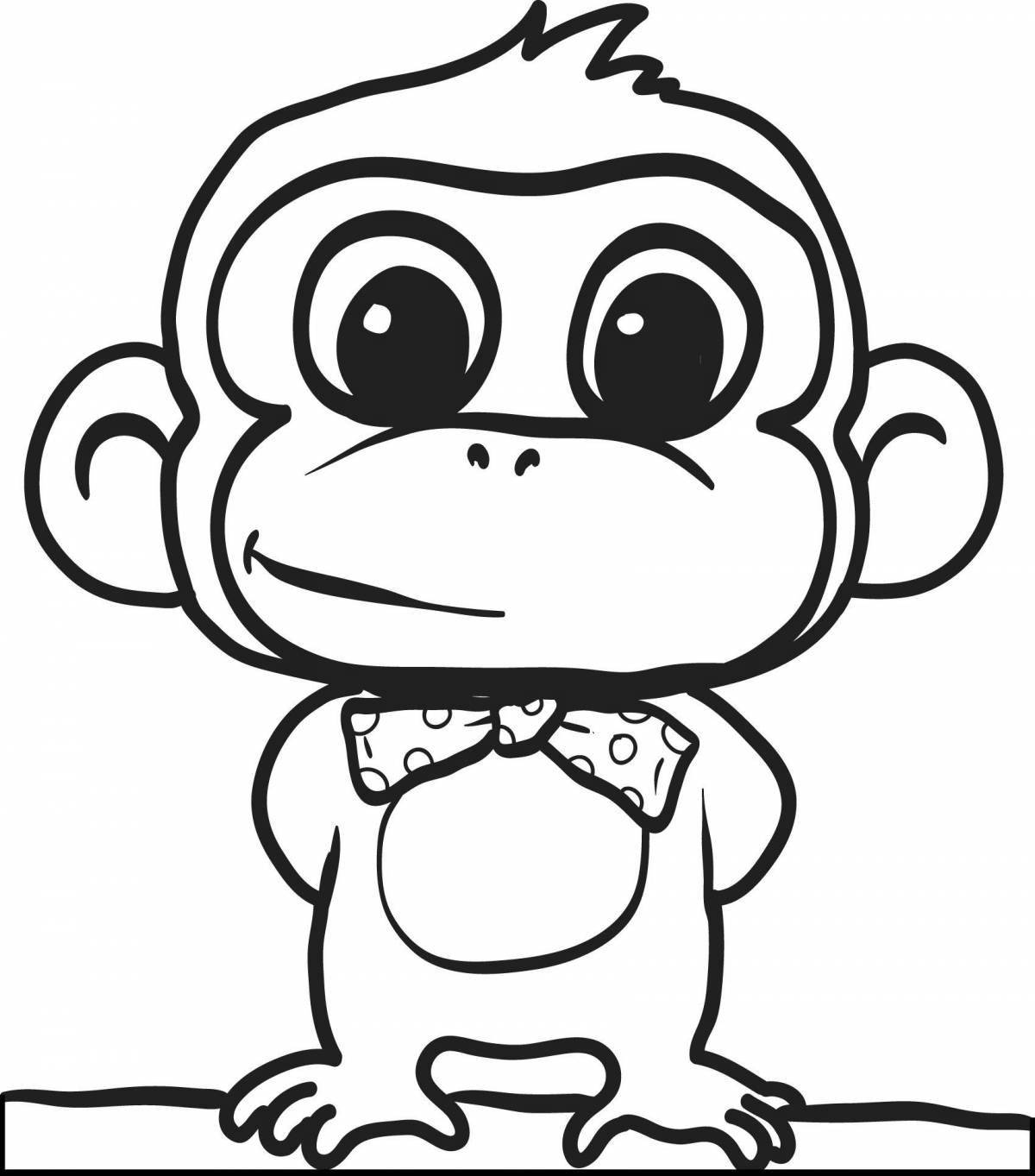 Увлекательная раскраска обезьяна для детей