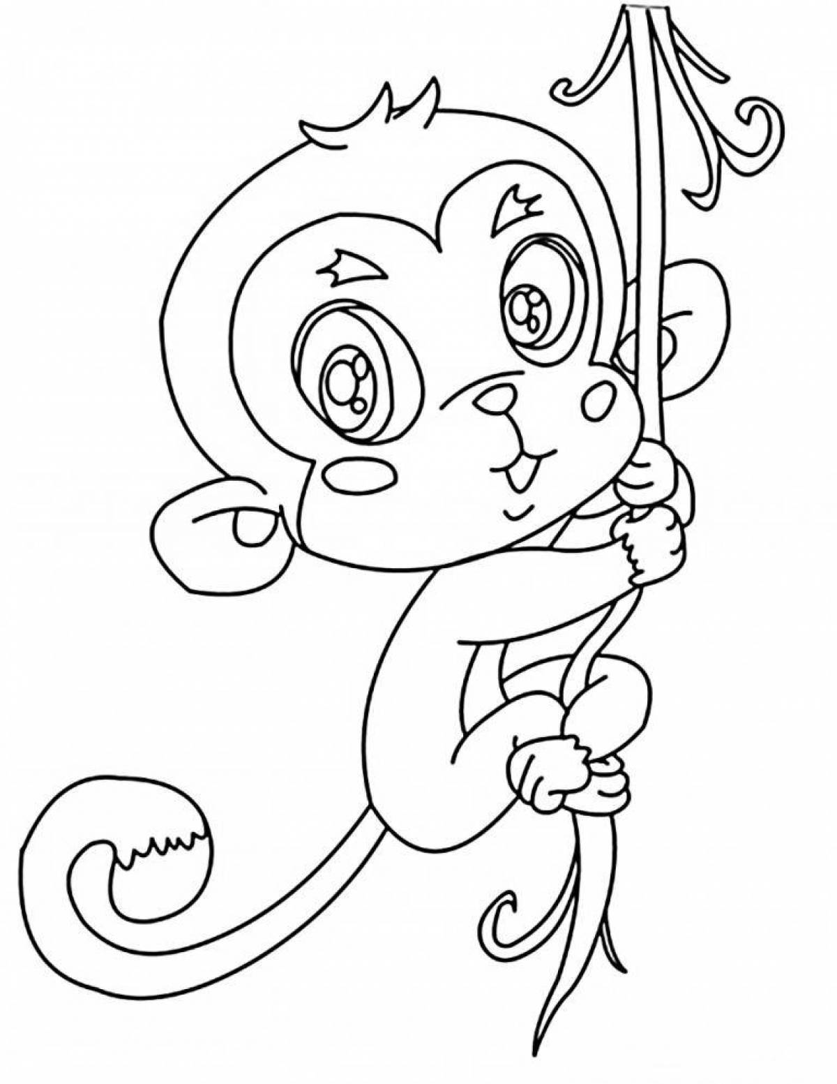 Буйная раскраска обезьяна для детей