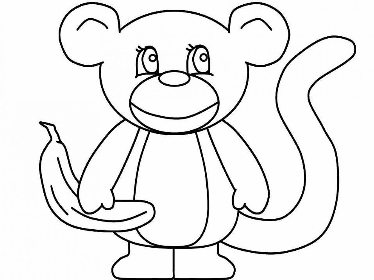 Energetic monkey coloring for kids