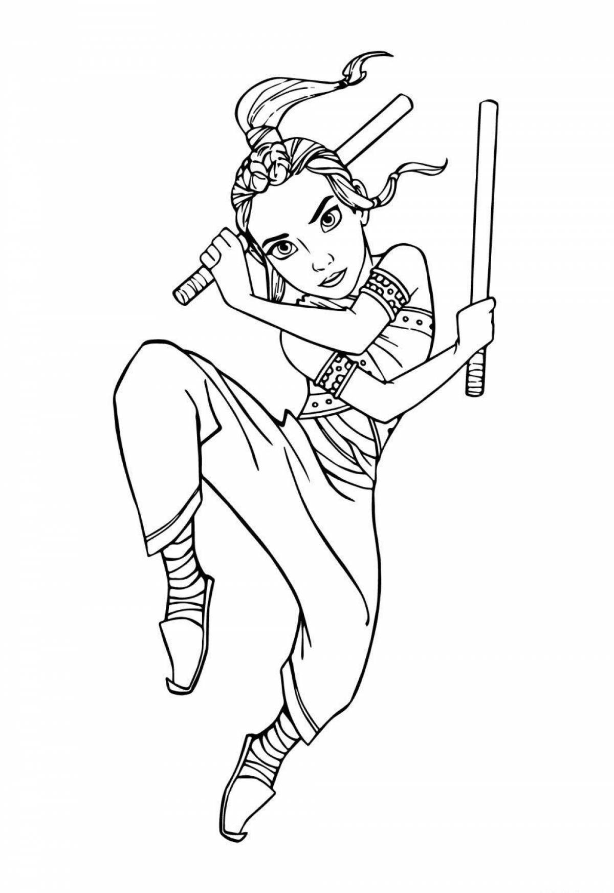 Joyful Paradise and Last Dragon Coloring Page