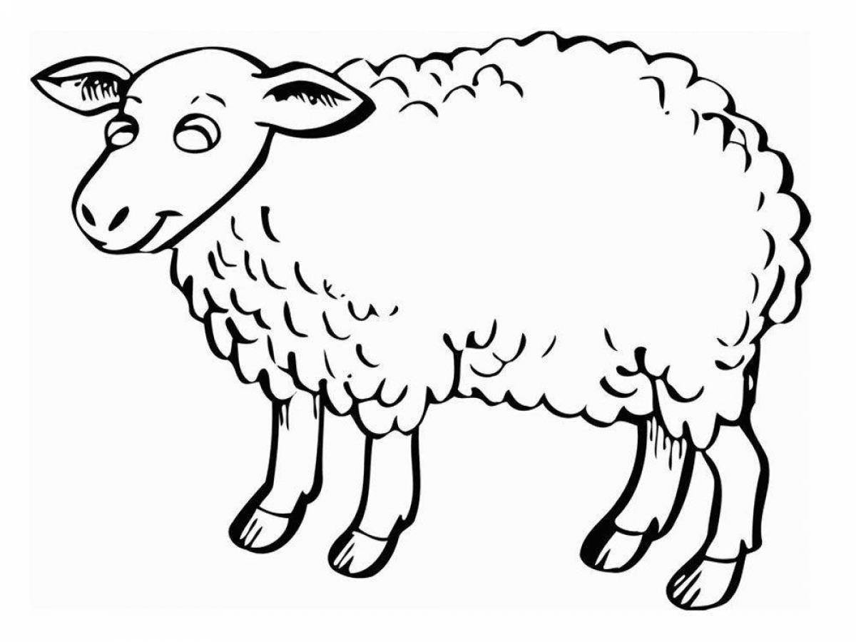 Праздничная раскраска овечка для детей