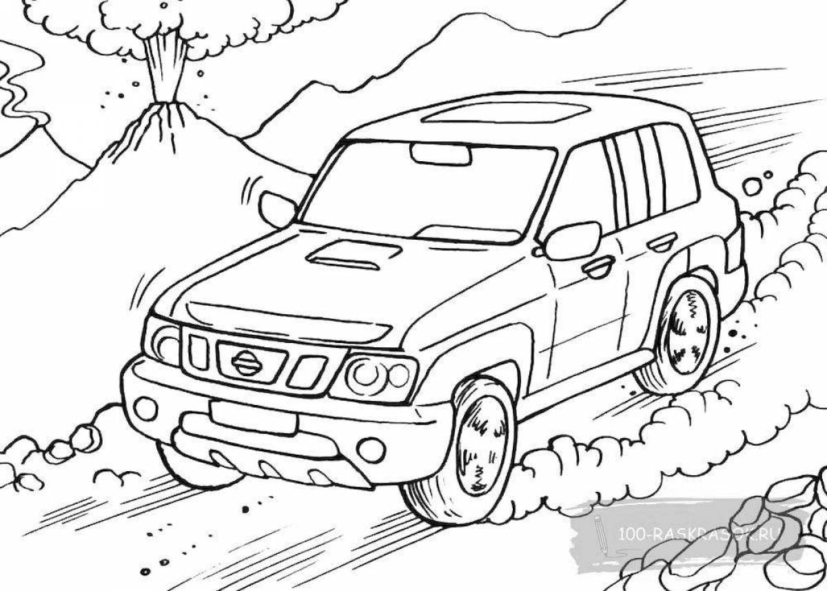 Exciting car coloring book for 7 year olds