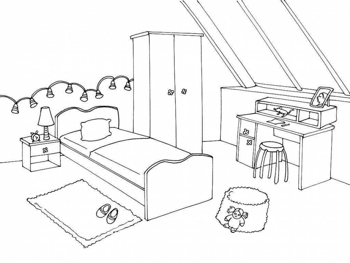 Playful bedroom coloring book