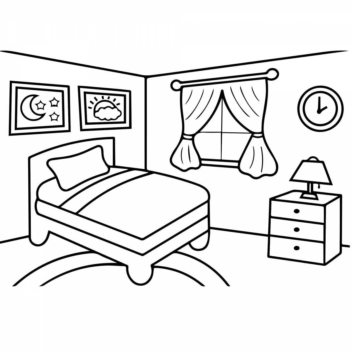 Bedroom grand coloring page