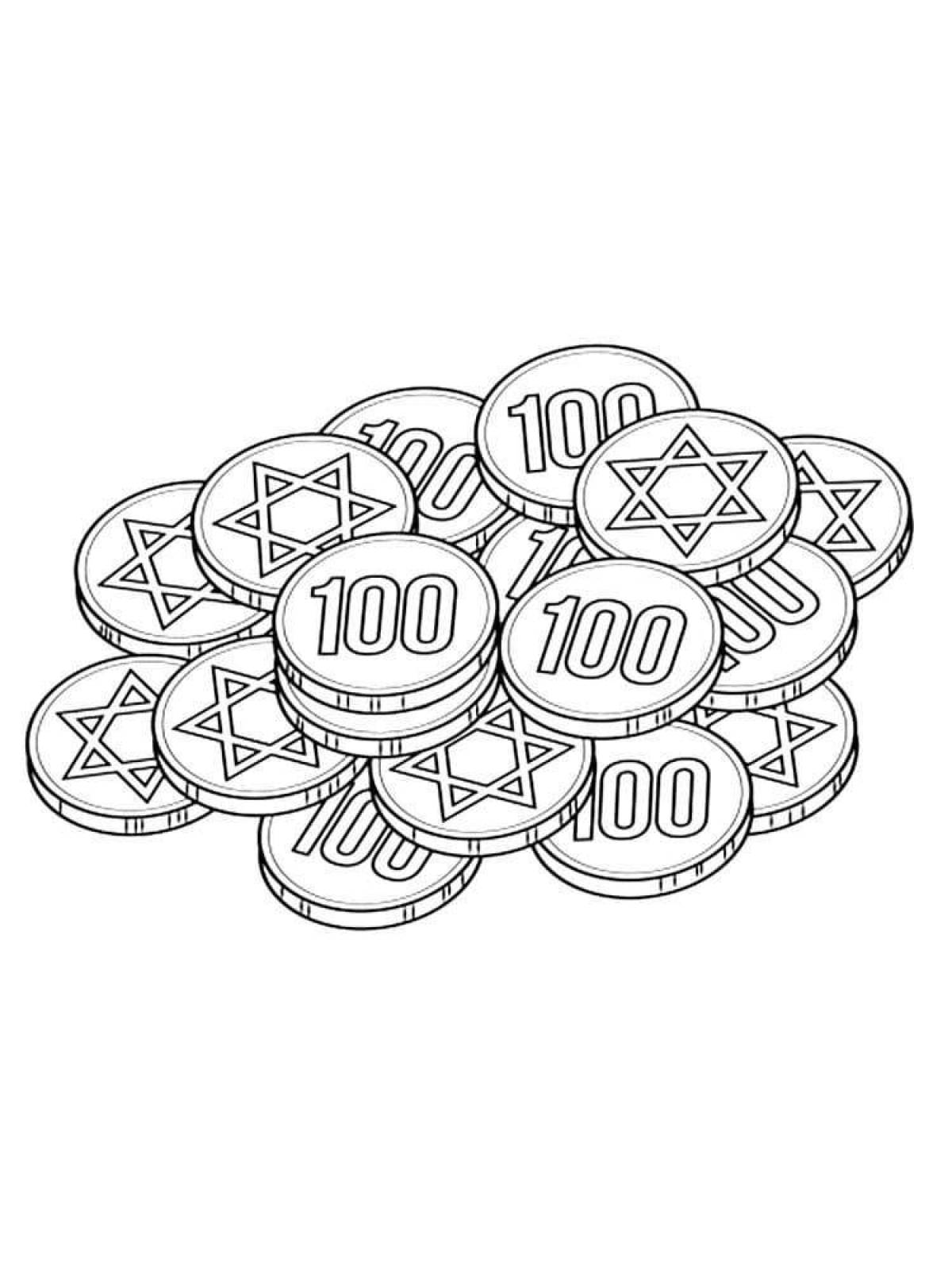 Luminous coin coloring page