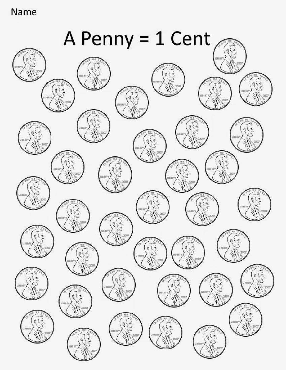 Exciting coin coloring page