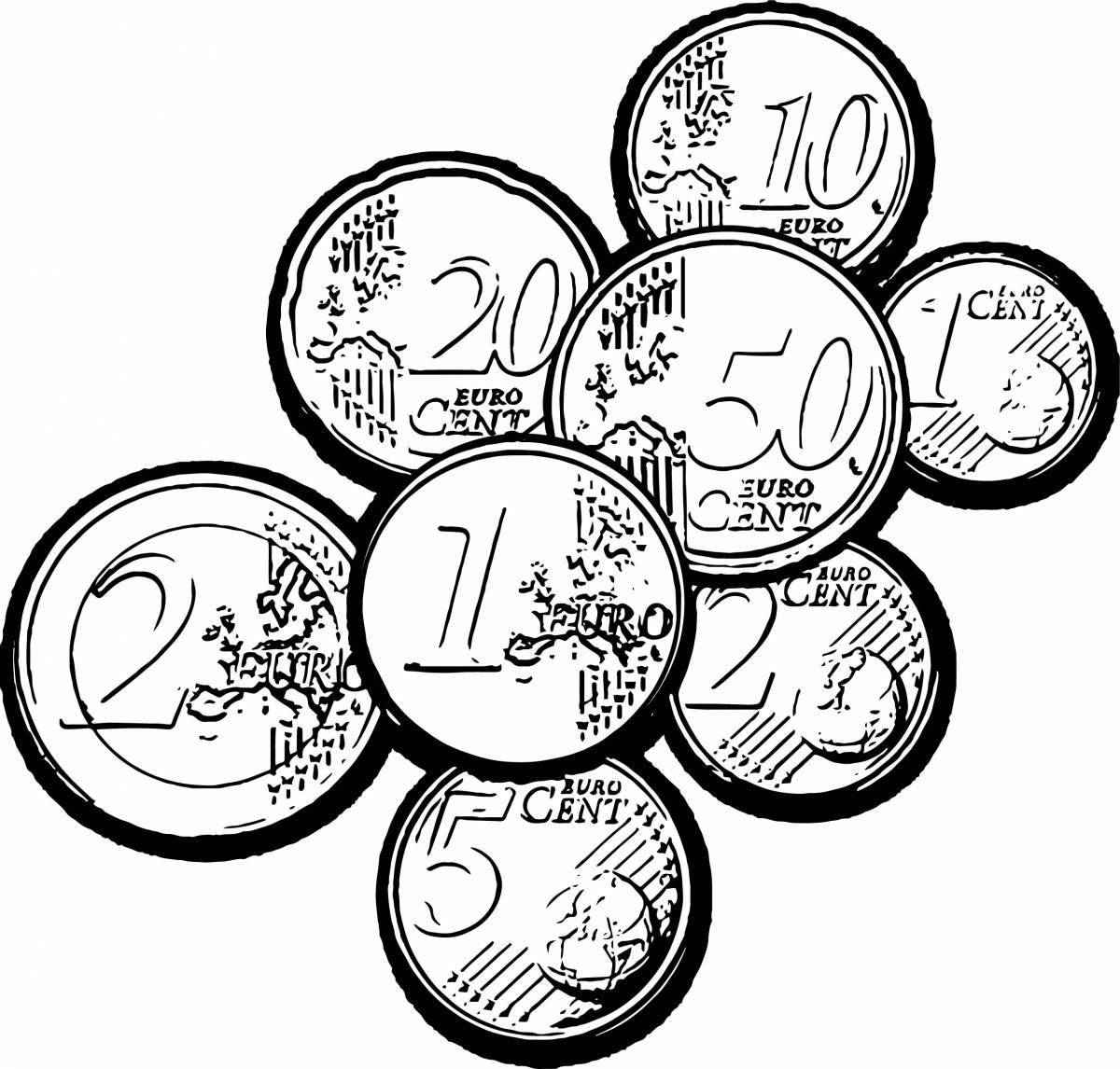 A fascinating coin coloring page