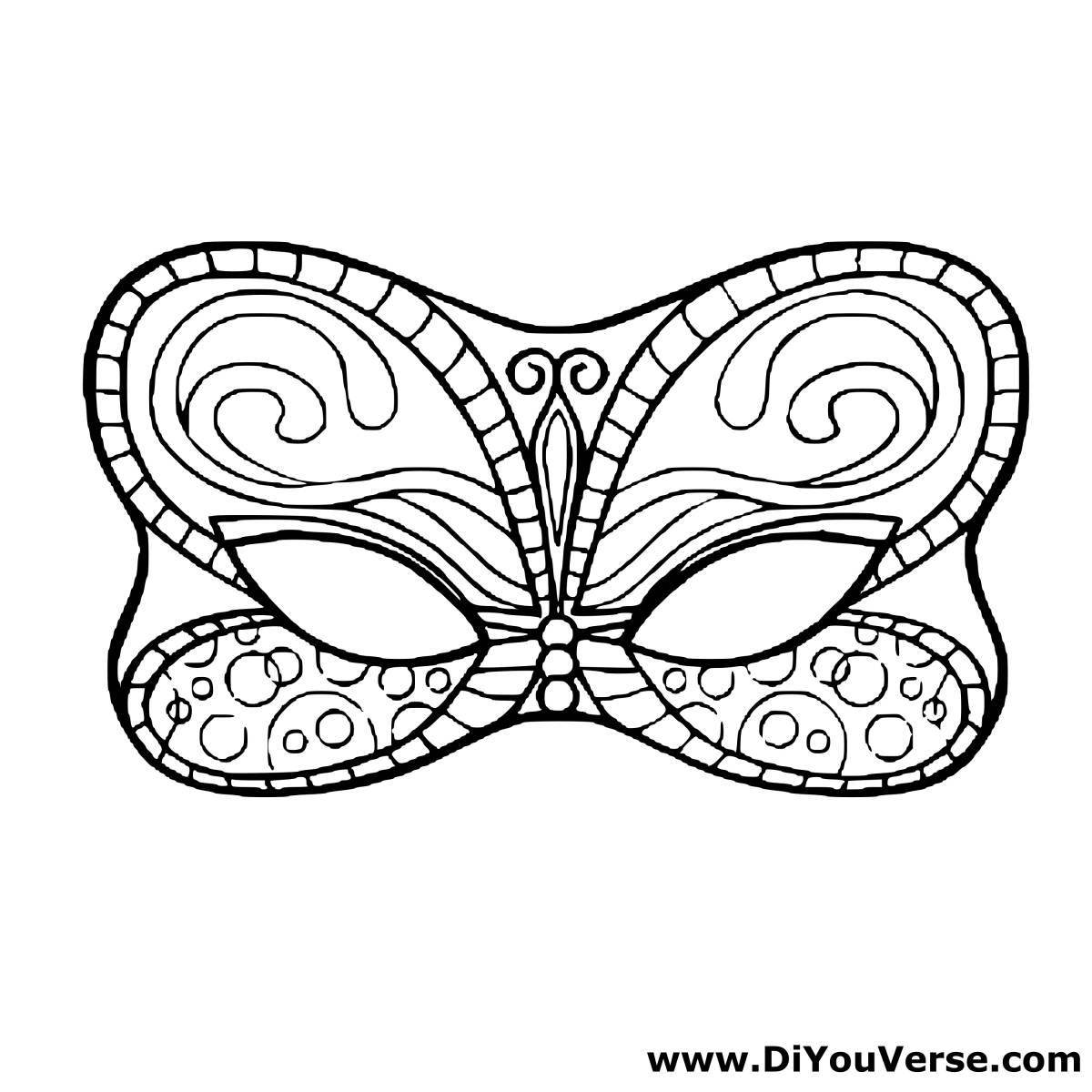 Glitter carnival mask coloring page