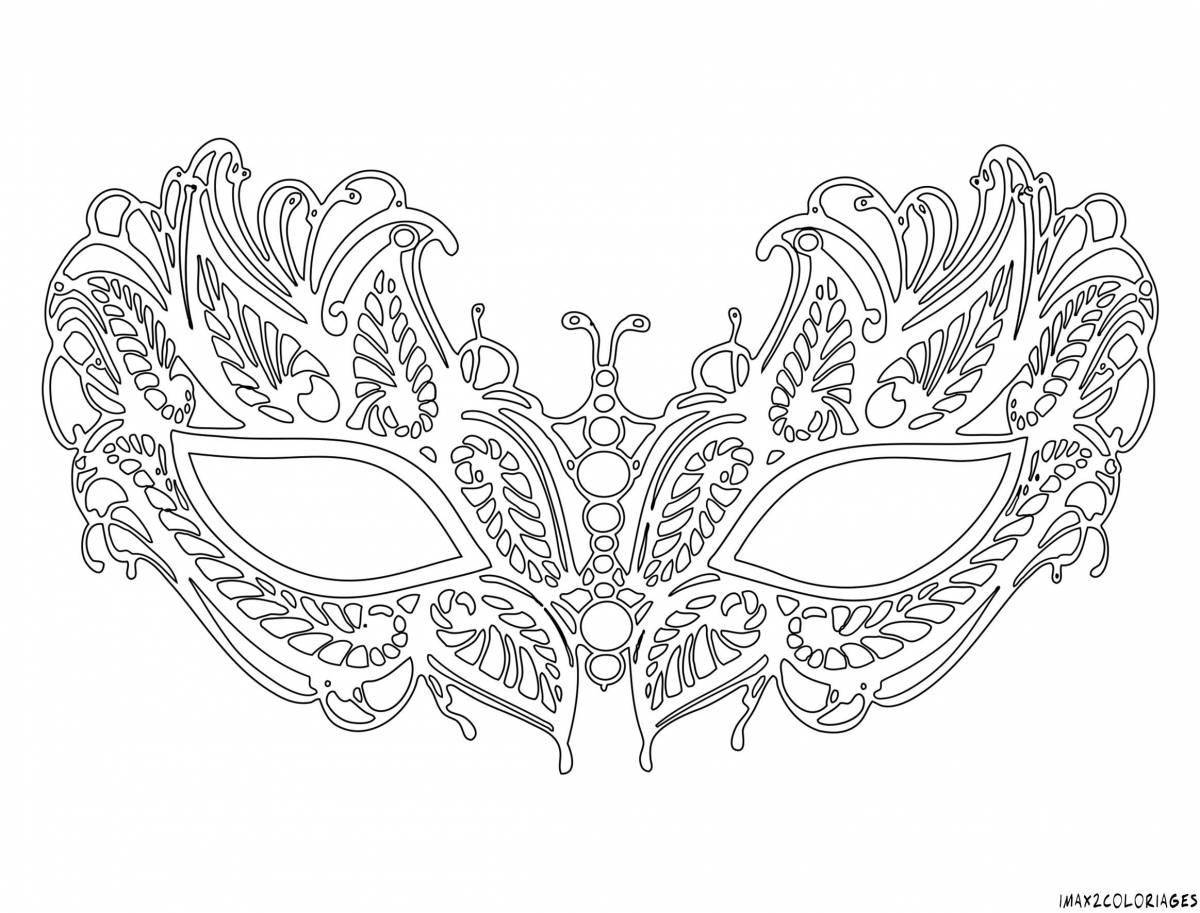 Glittering carnival mask coloring page