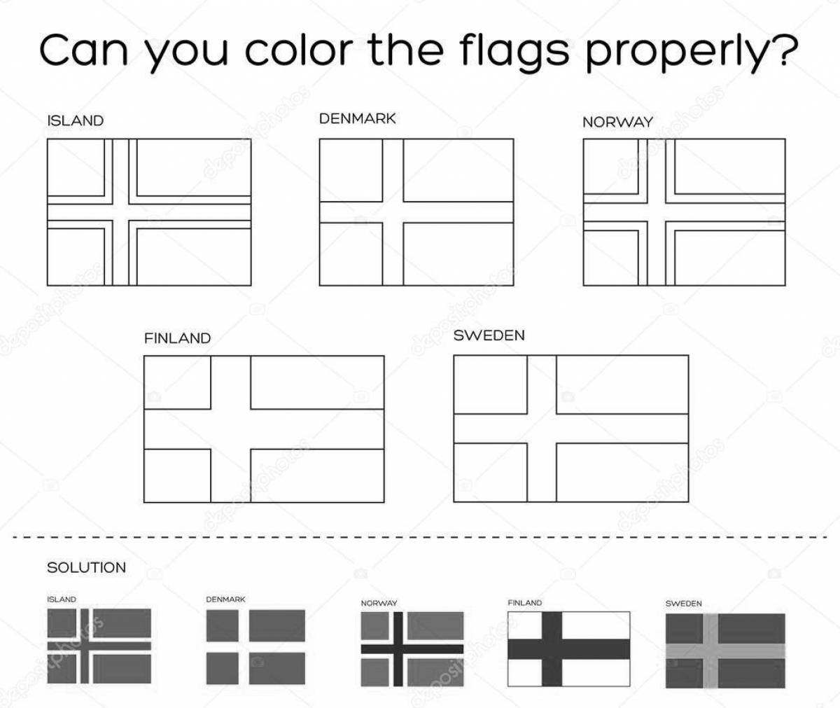 Coloring book flags of glorious countries
