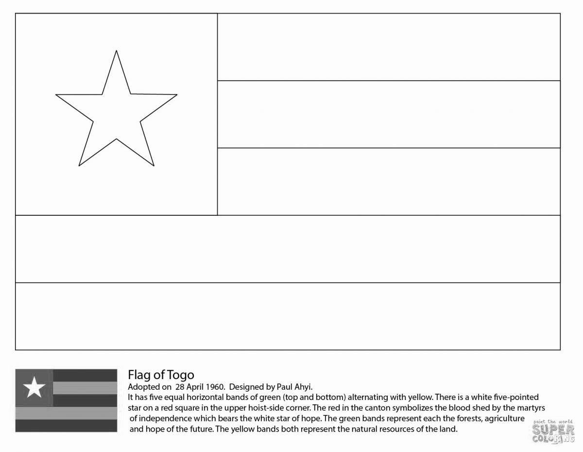 Glitter country flags coloring page