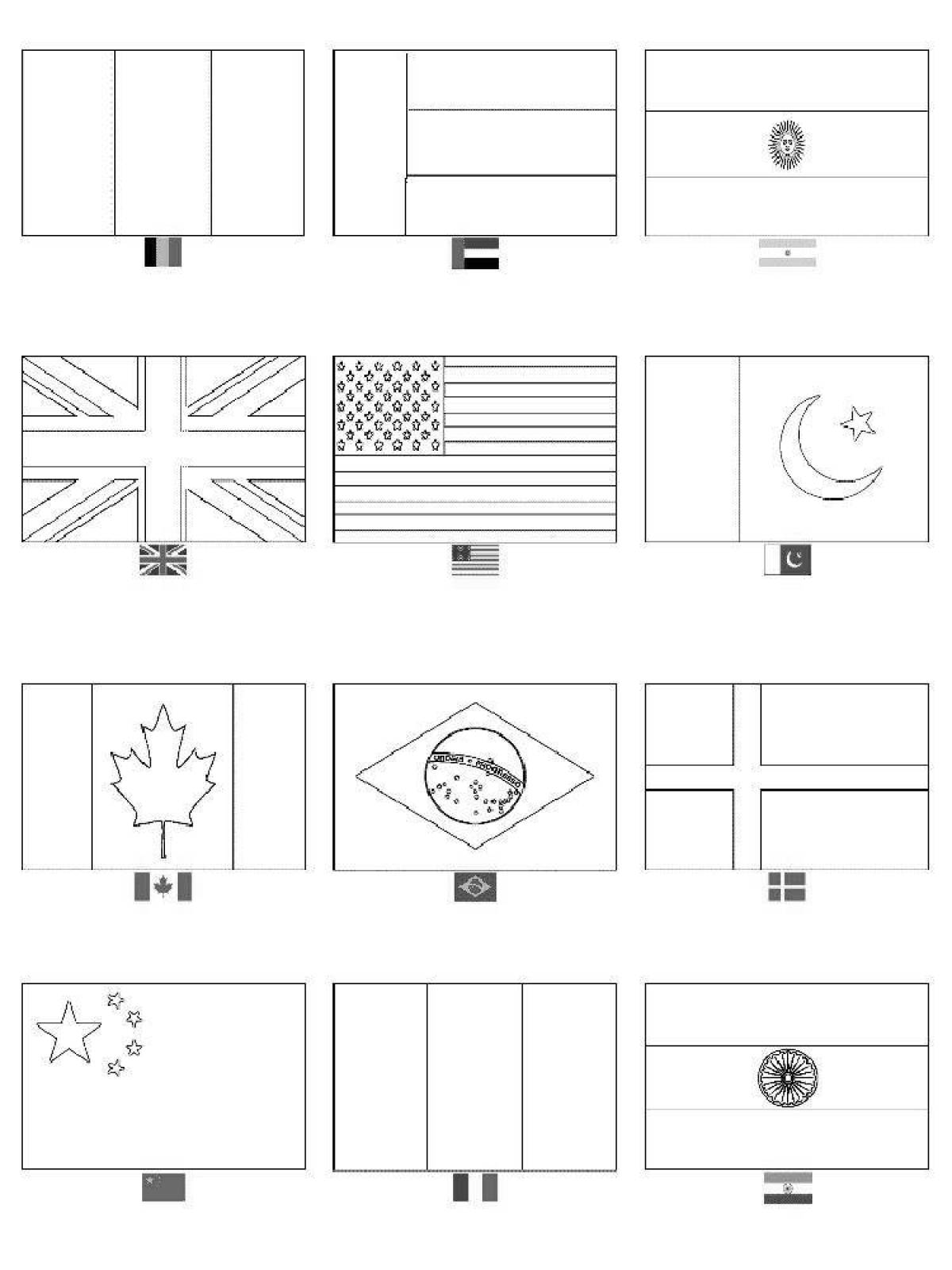Раскраска буйные флаги стран