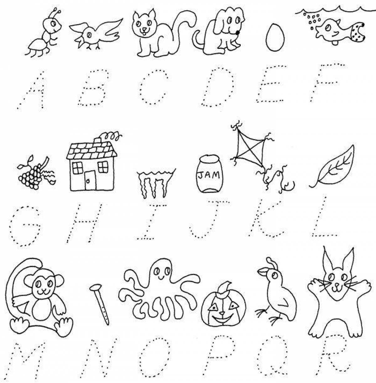 Playful alphabet coloring page