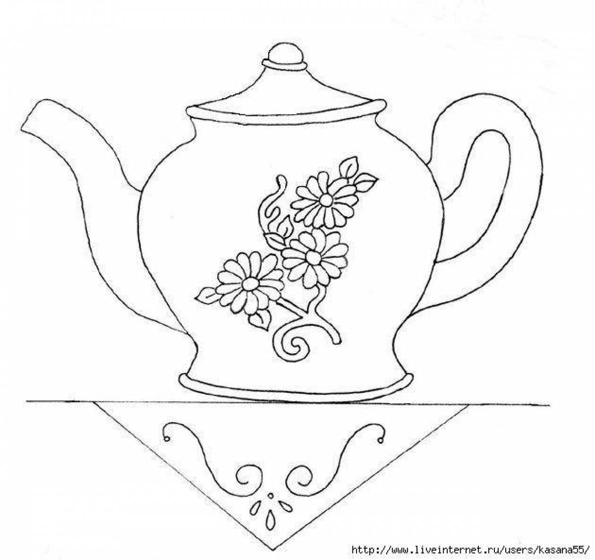 Gorgeous Gzhel teapot coloring book