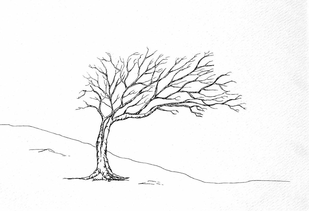 Awesome winter tree coloring page