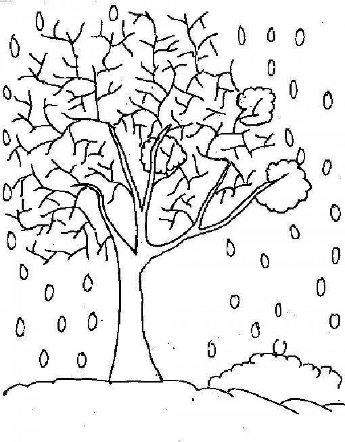 Зимнее дерево раскраска для детей