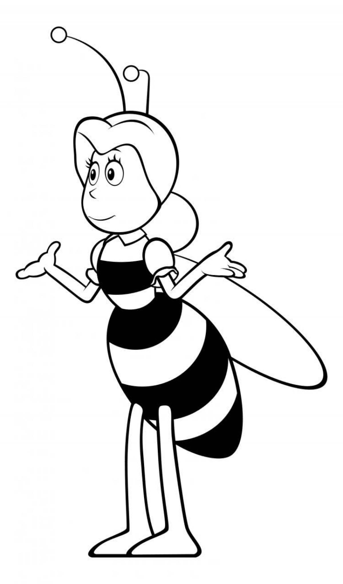 Funny bee coloring book for kids