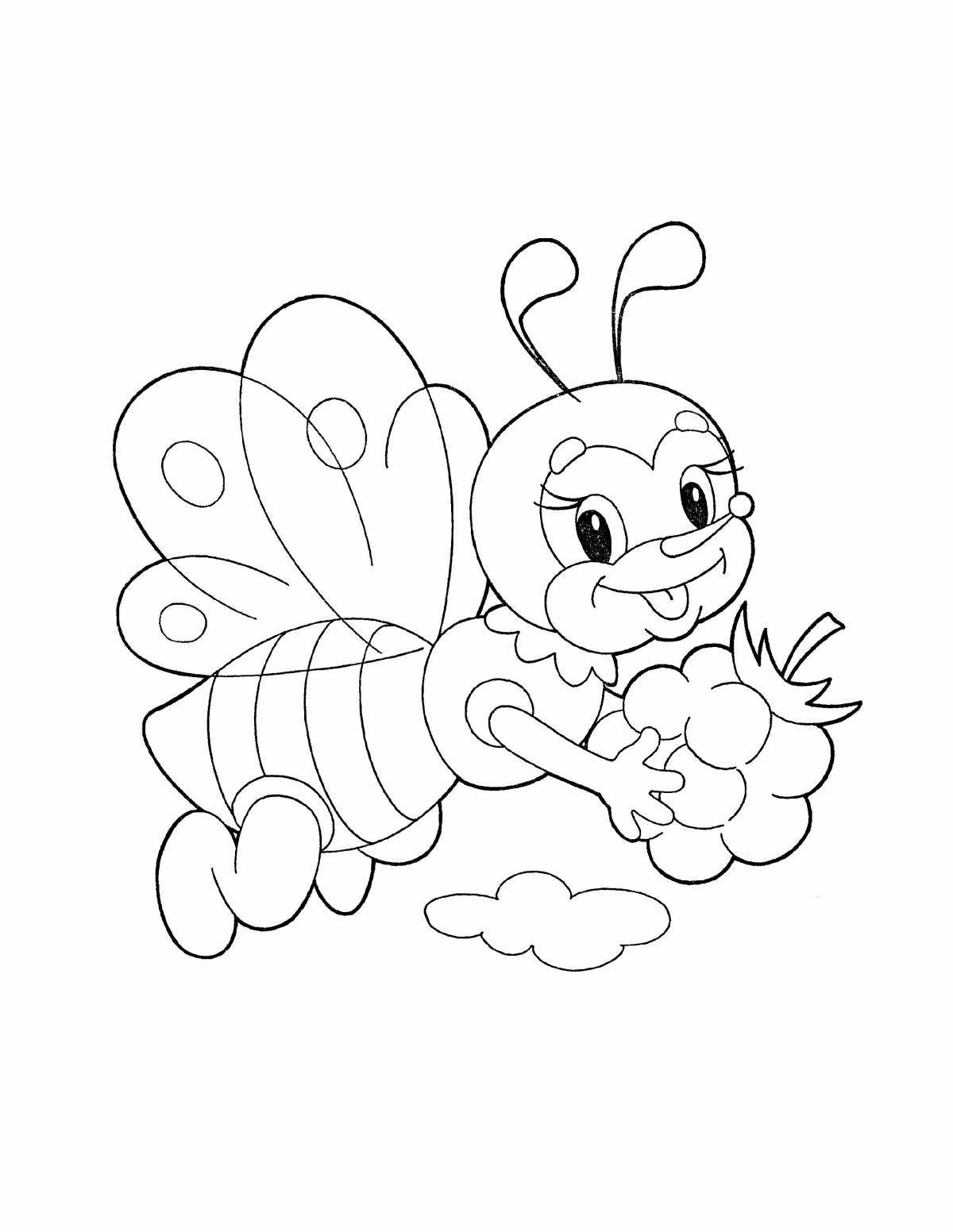 Раскраска Пчёлка с корзинкой
