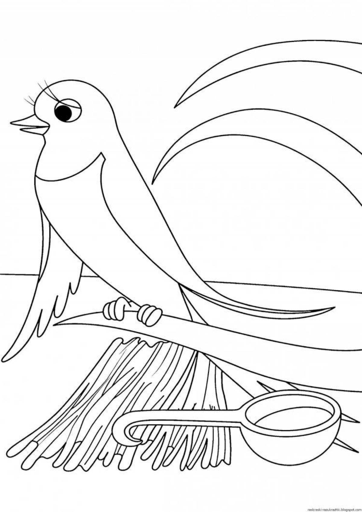 Colorful swallow coloring book for kids