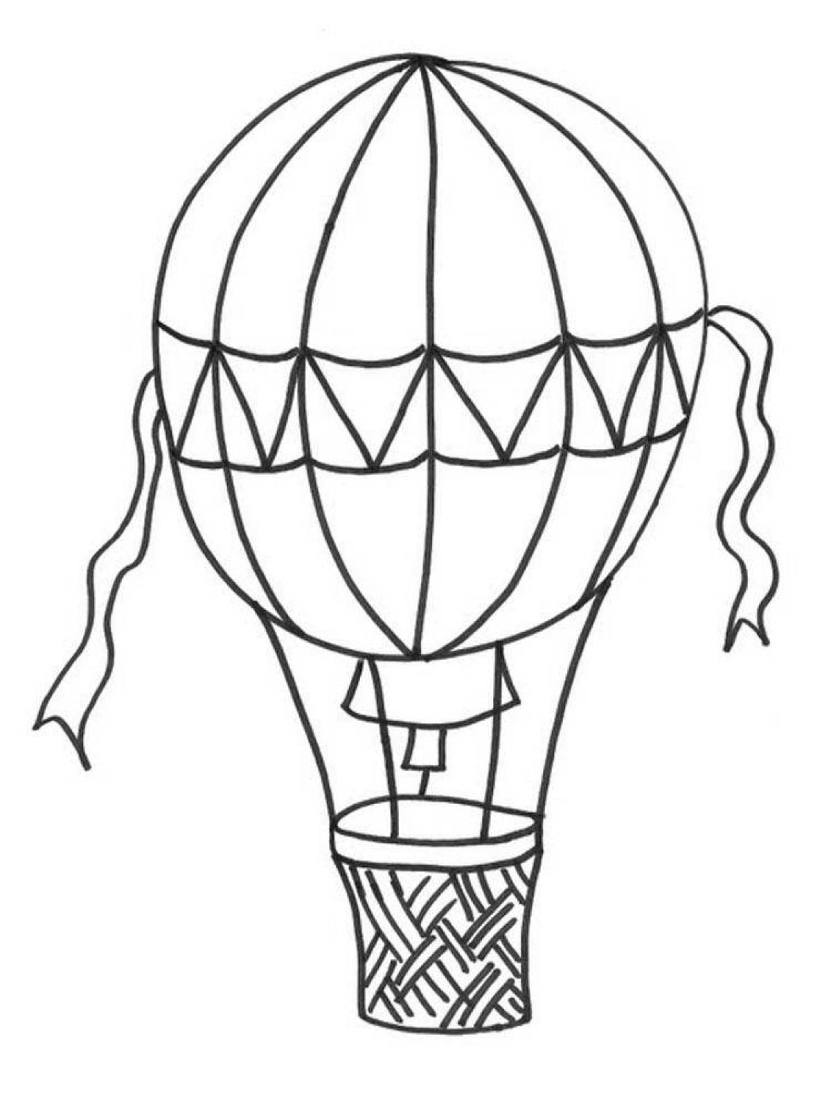 Coloring page funny balloon with a basket