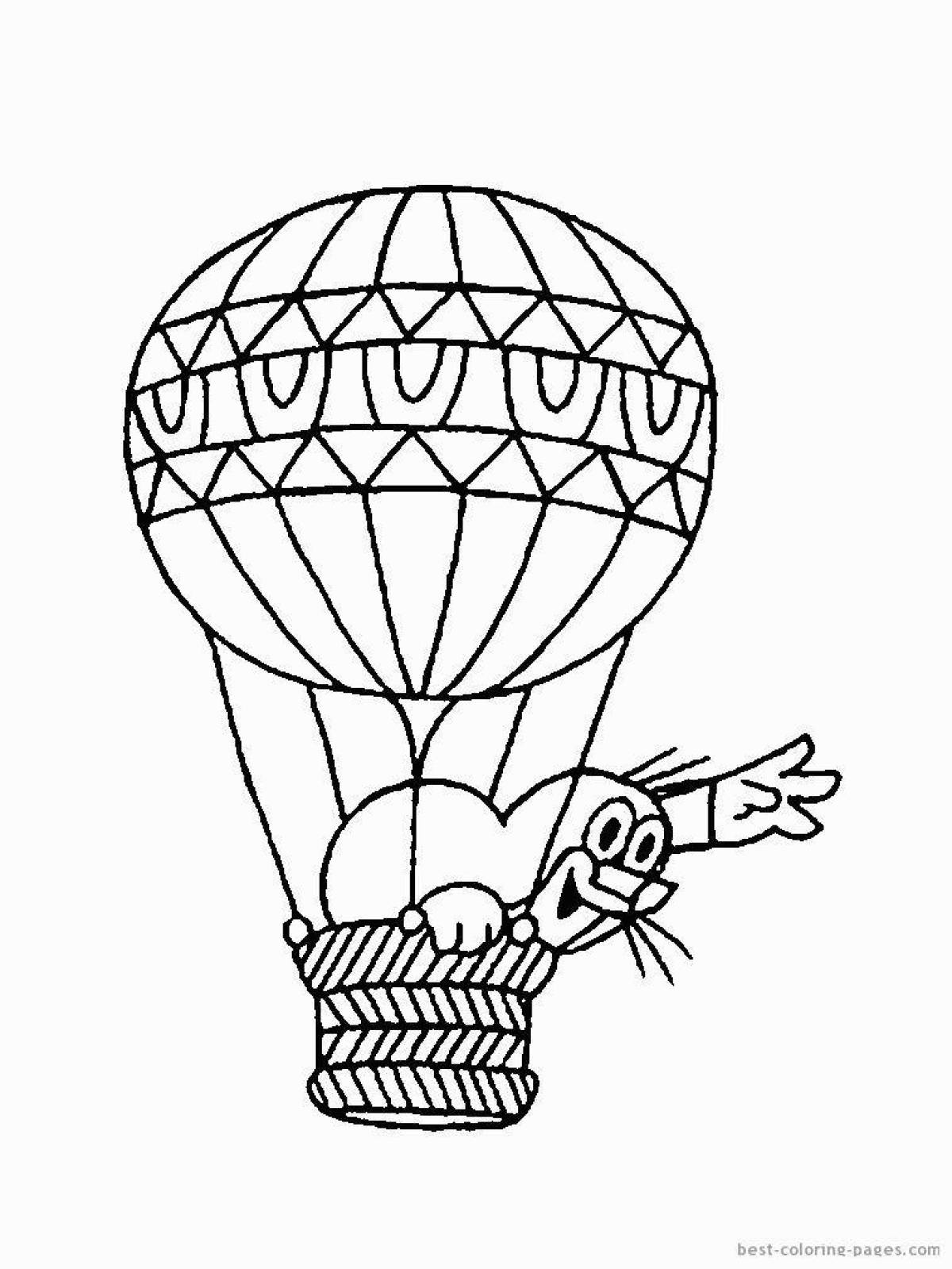 Coloring page balloon with basket