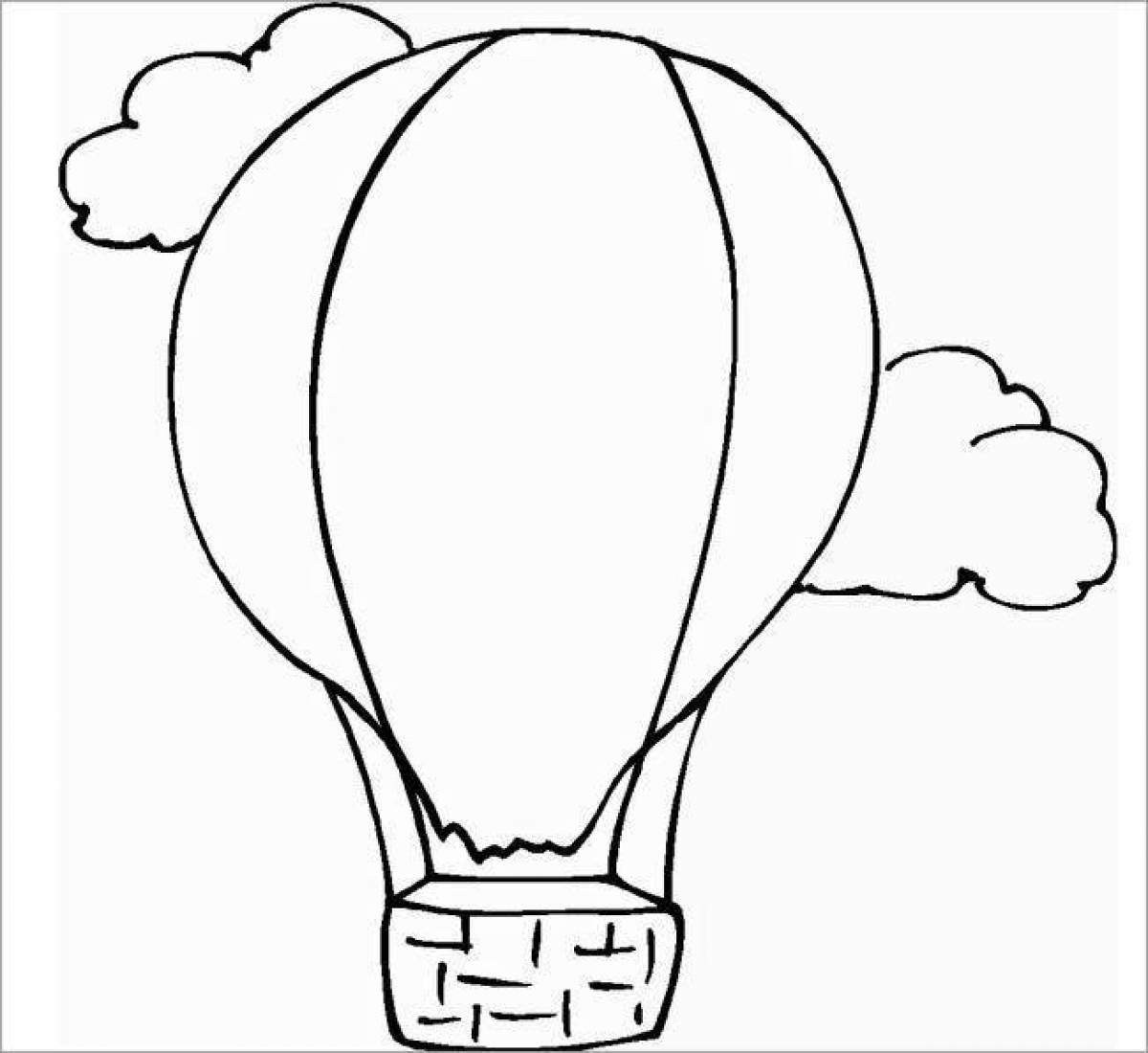 Coloring book glowing balloon with a basket