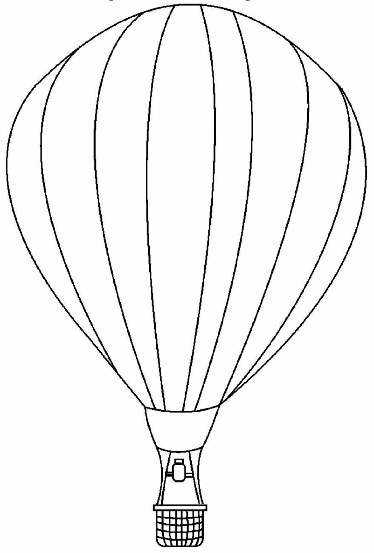 Coloring book shining balloon with a basket