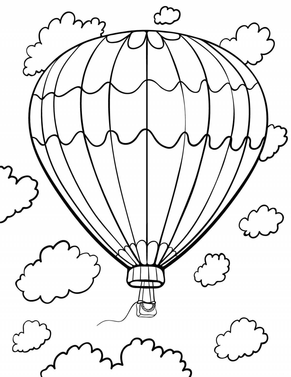 Очаровательный воздушный шар с корзиной раскраска