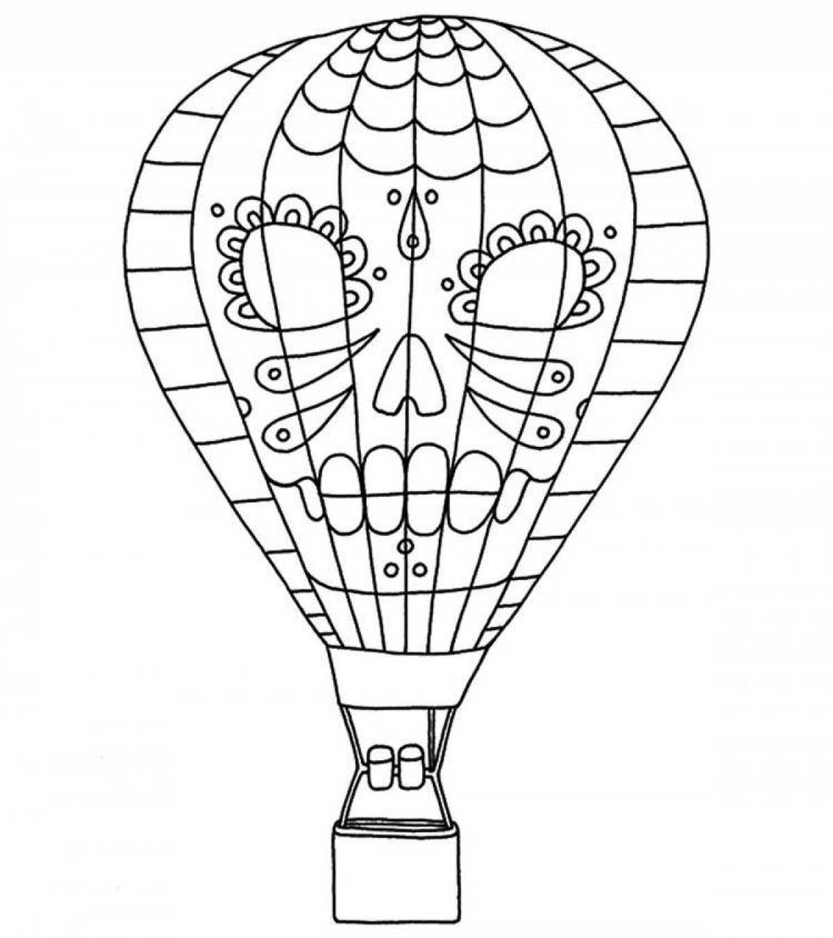 Gorgeous balloon with basket coloring page