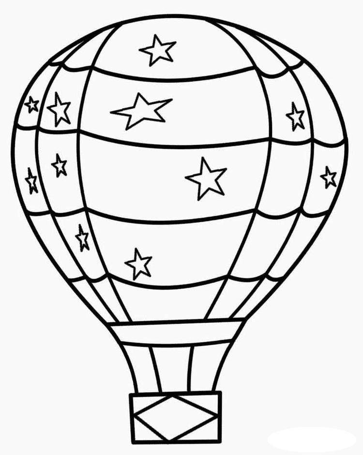 Coloring exotic hot air balloon with a basket