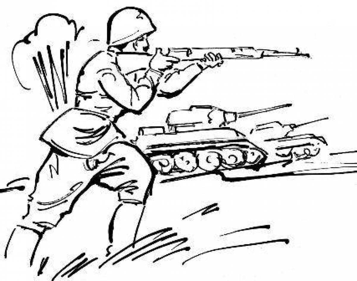 Bright Stalingrad battle coloring page for kids
